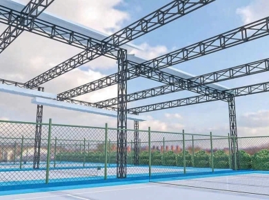 Thi công mái che sân pickleball